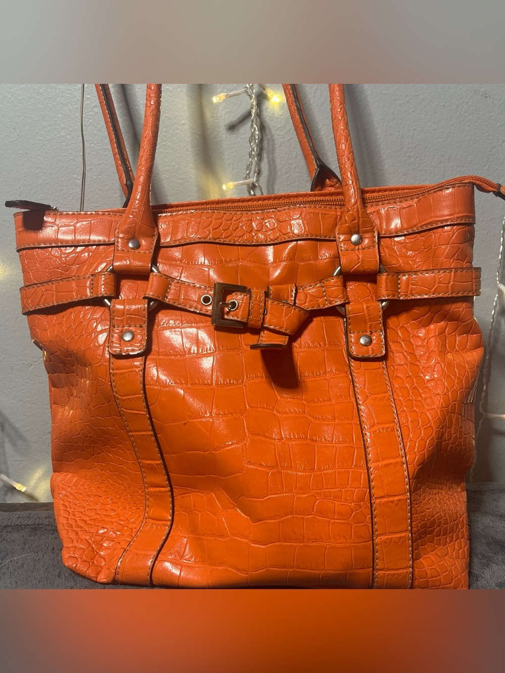 Orange Purse Alligator Handbag